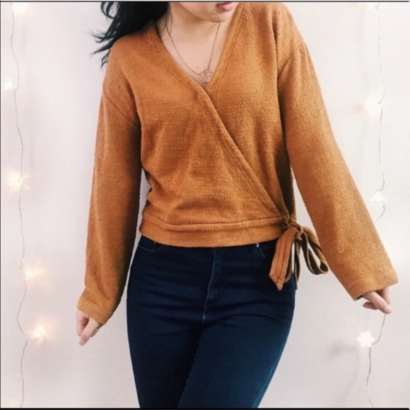 Madewell Texture & Thread Burnt Orange Wrap Top XXS - Picture 1 of 9